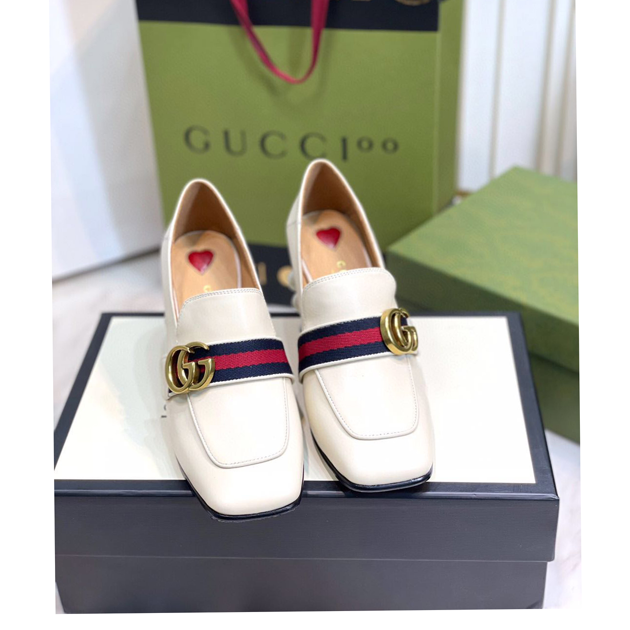 Gucci White Pearl Matchmake Pump - EUR FASHION