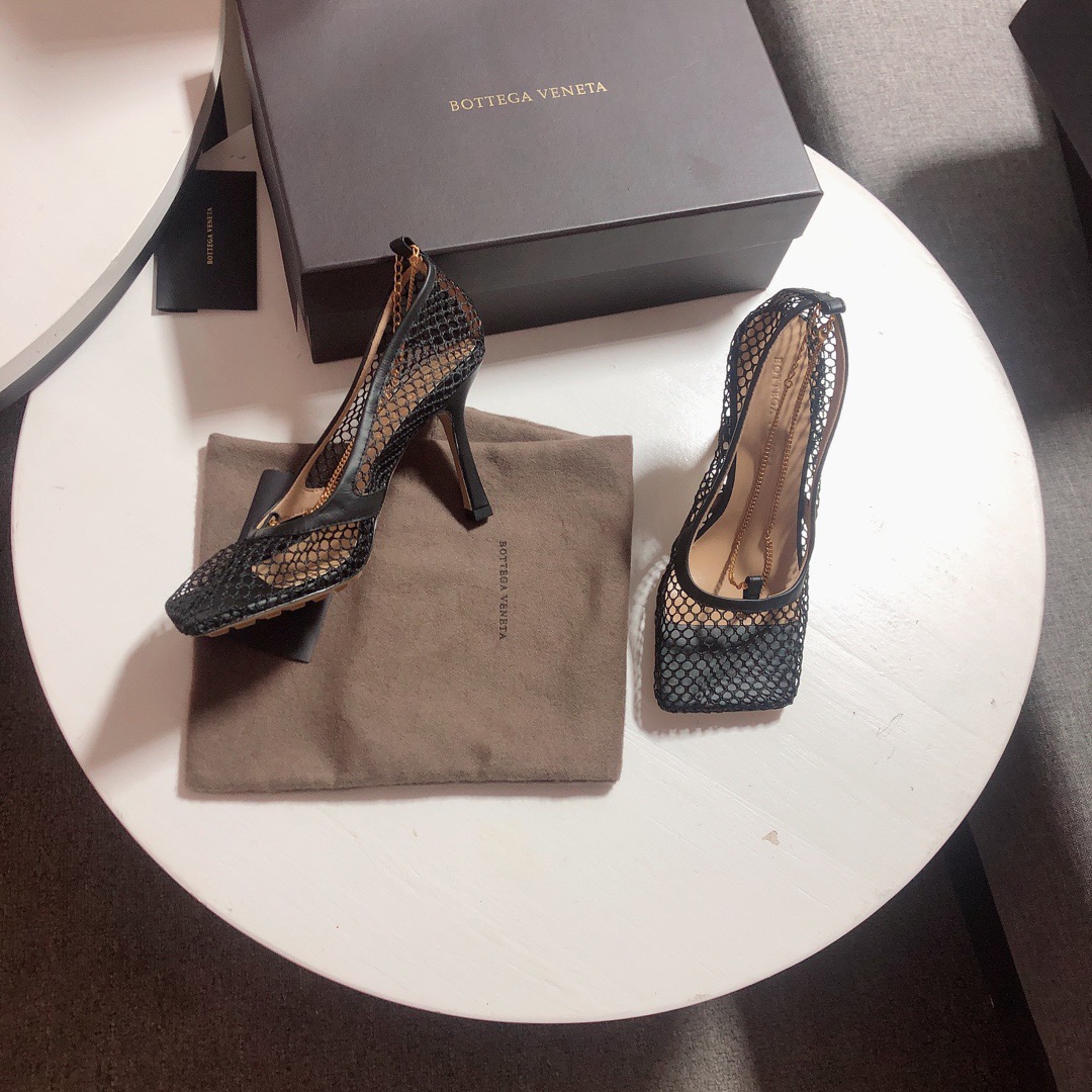 Bottega Veneta leather-trimmed mesh Heels - EUR FASHION