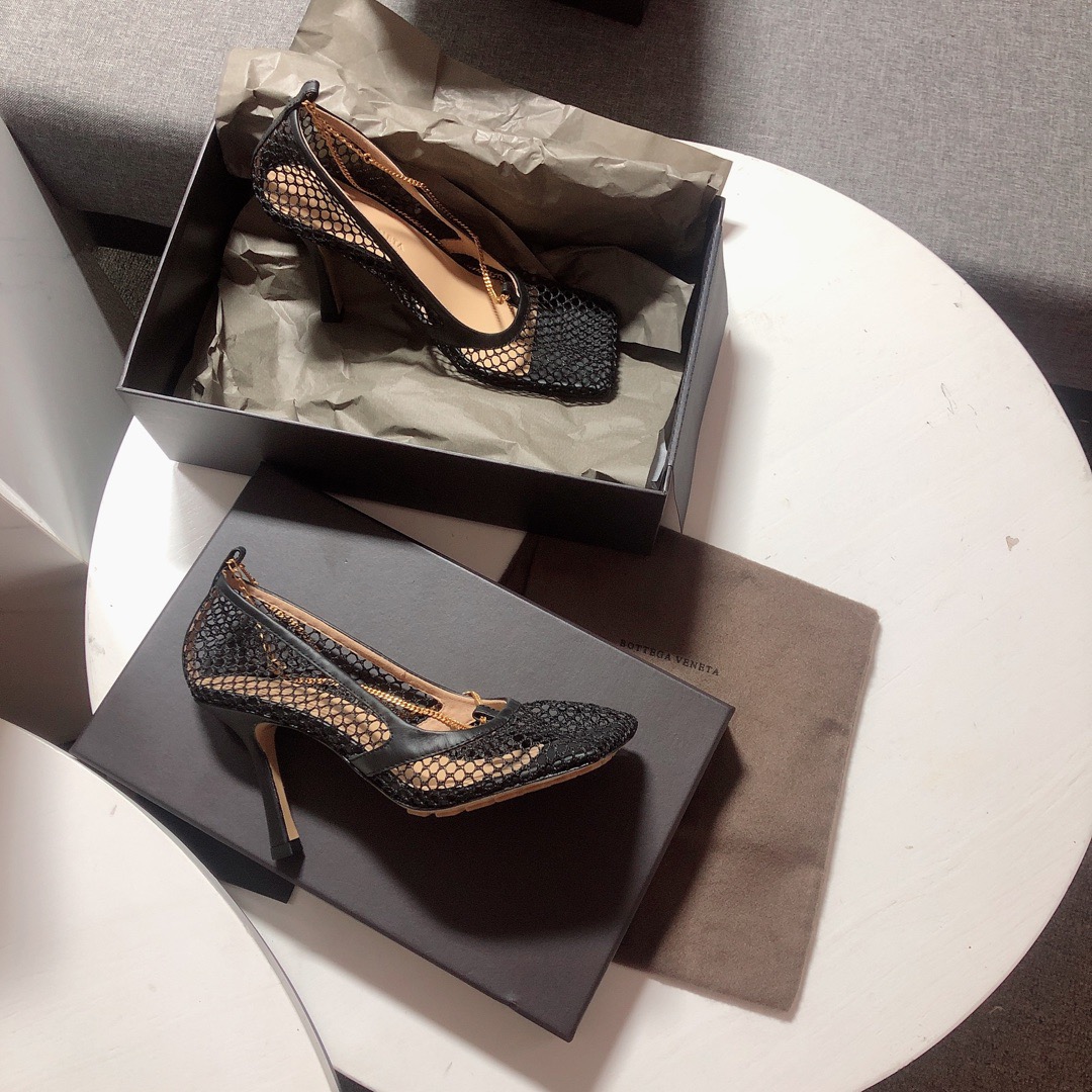 Bottega Veneta leather-trimmed mesh Heels - EUR FASHION