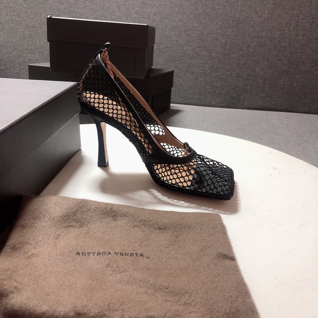 Bottega Veneta leather-trimmed mesh Heels - EUR FASHION