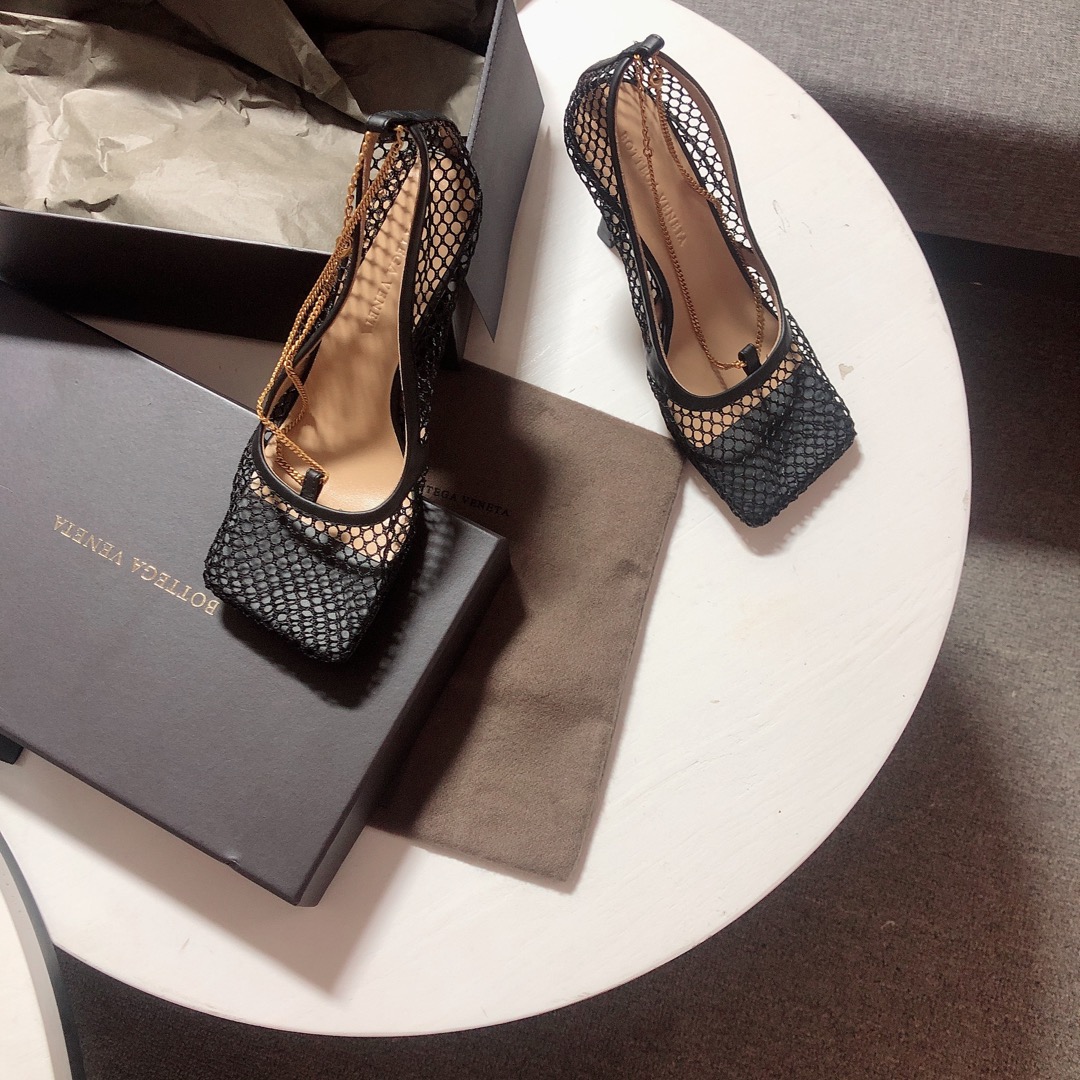 Bottega Veneta leather-trimmed mesh Heels - EUR FASHION