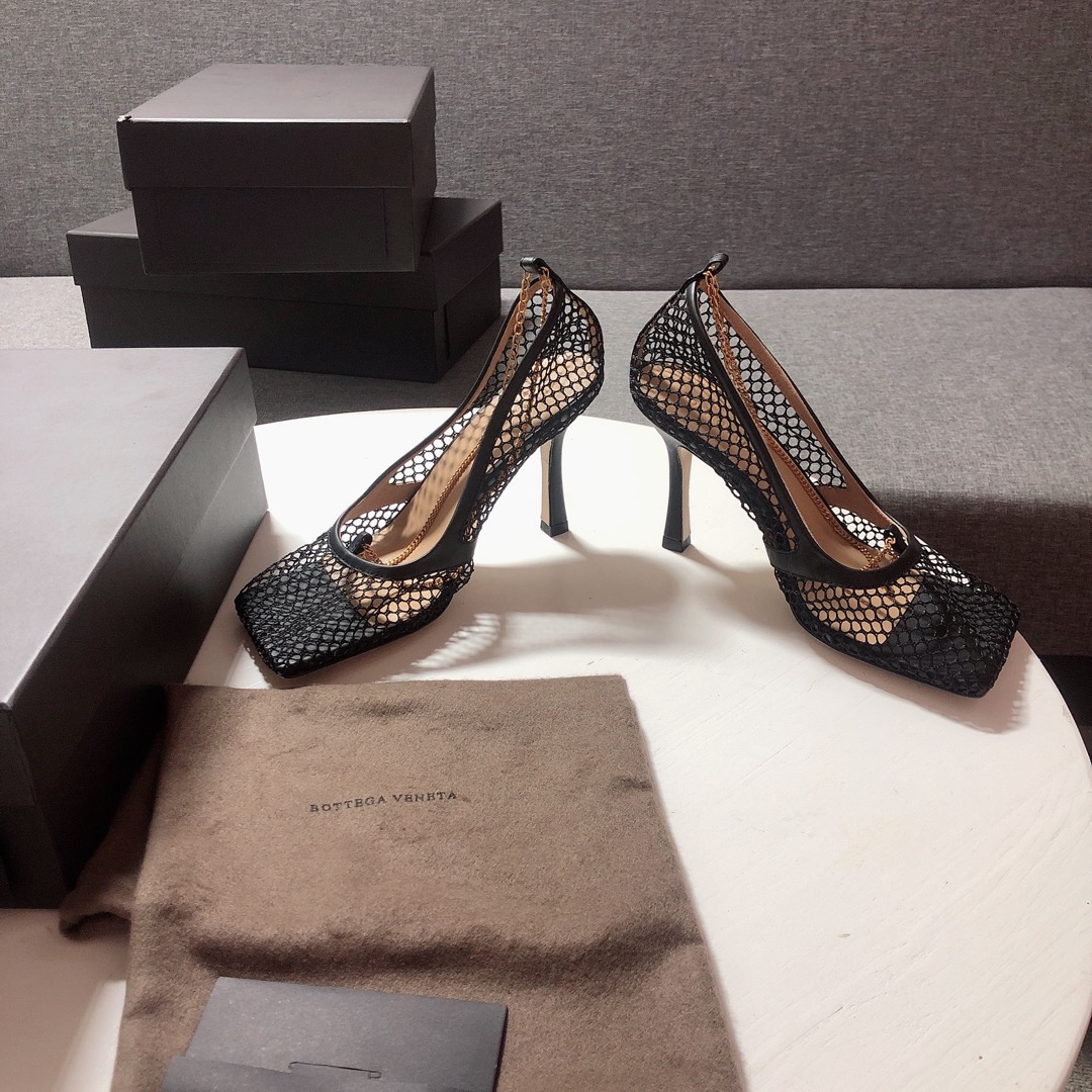 Bottega Veneta leather-trimmed mesh Heels - EUR FASHION