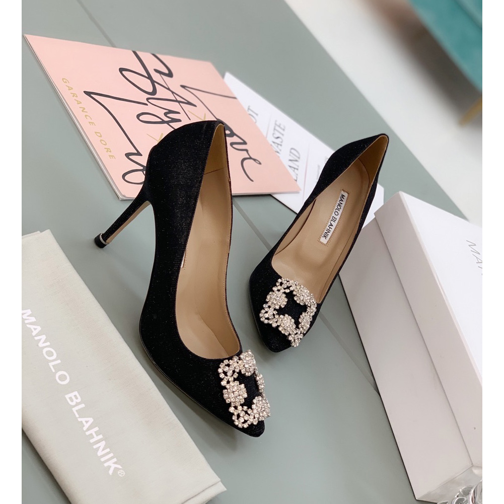 Manolo Blahnik Black Hangisi Pumps With Buckle - EUR FASHION