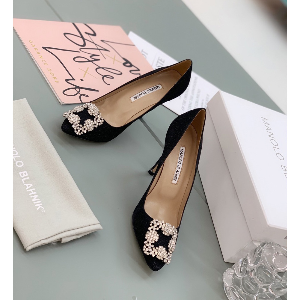 Manolo Blahnik Black Hangisi Pumps With Buckle - EUR FASHION
