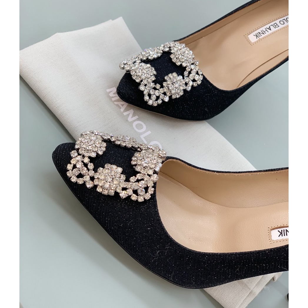 Manolo Blahnik Black Hangisi Pumps With Buckle - EUR FASHION