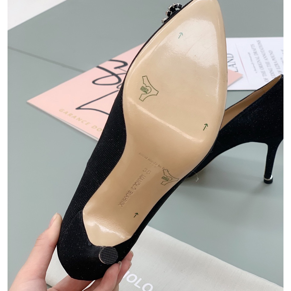 Manolo Blahnik Black Hangisi Pumps With Buckle - EUR FASHION