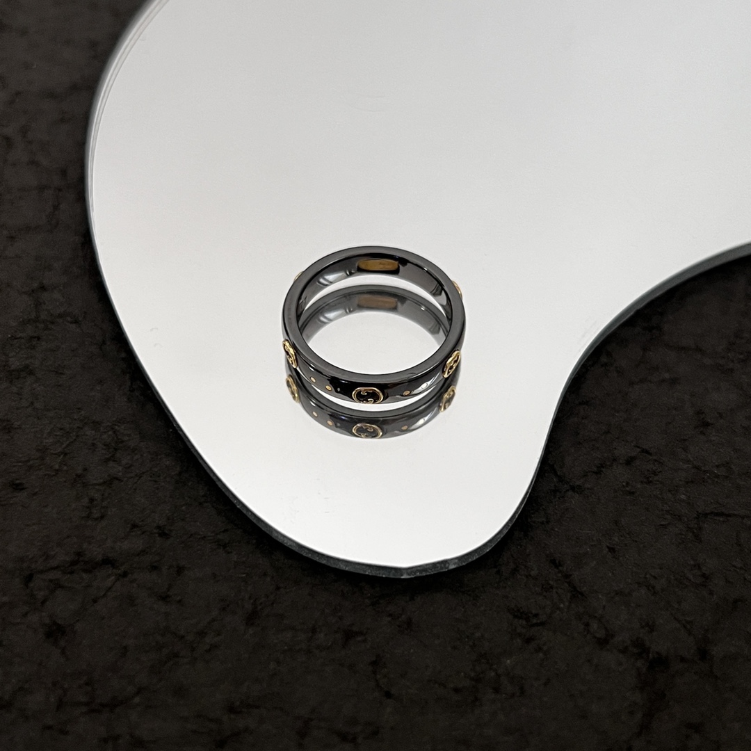 Gucci Icon Ring 18k With Interlocking G In Black - EUR FASHION