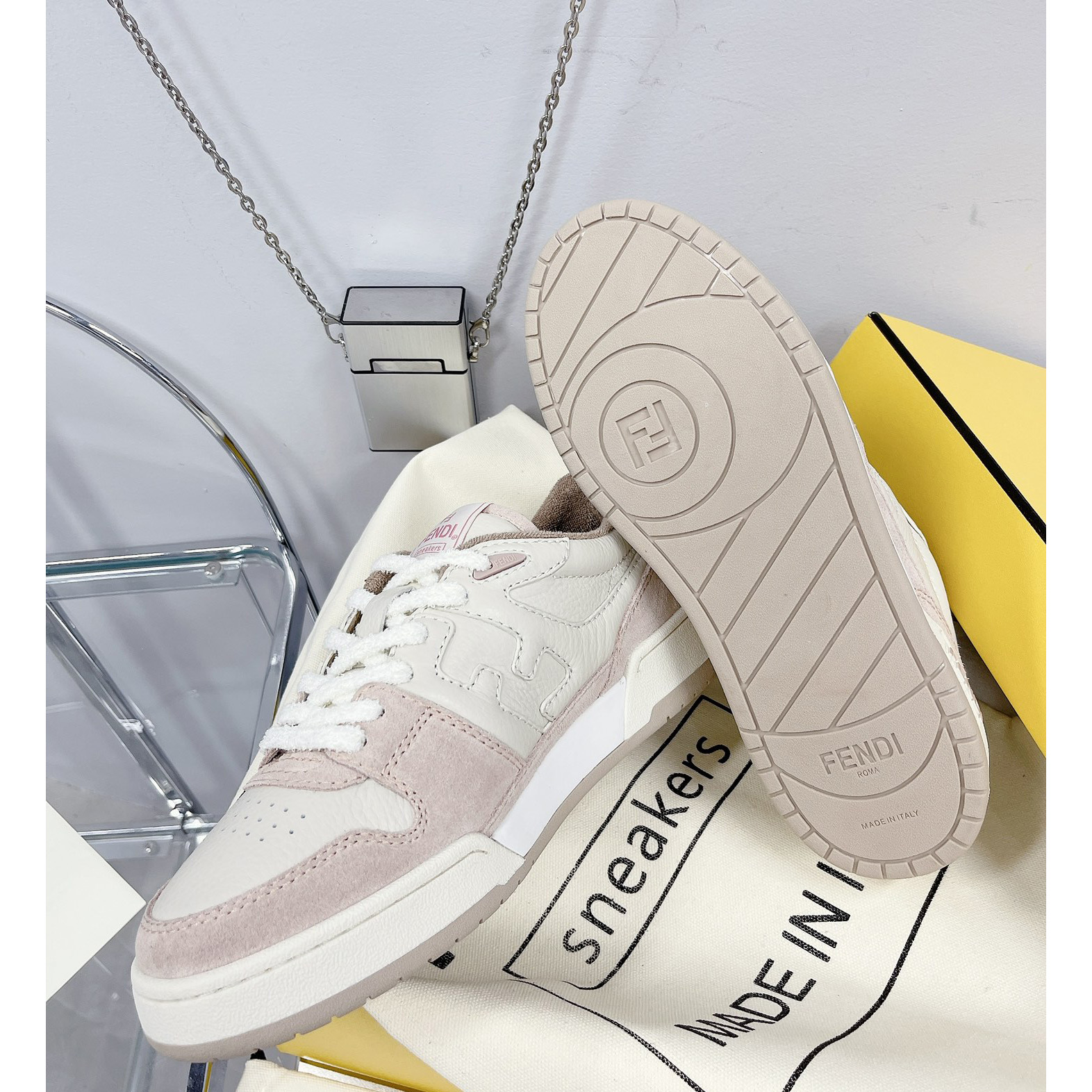 Fendi Match Pink Suede Low Tops Sneaker - EUR FASHION
