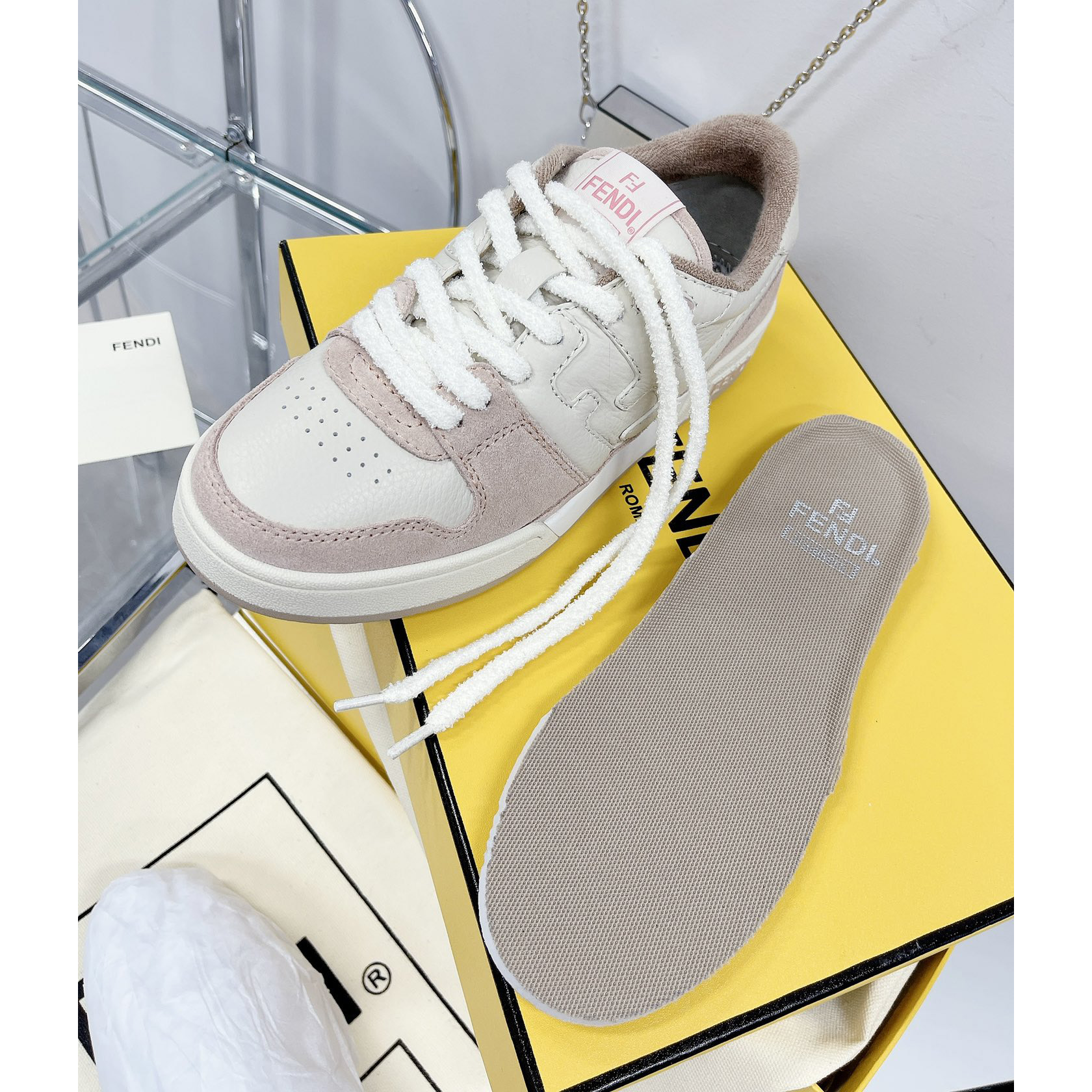 Fendi Match Pink Suede Low Tops Sneaker - EUR FASHION