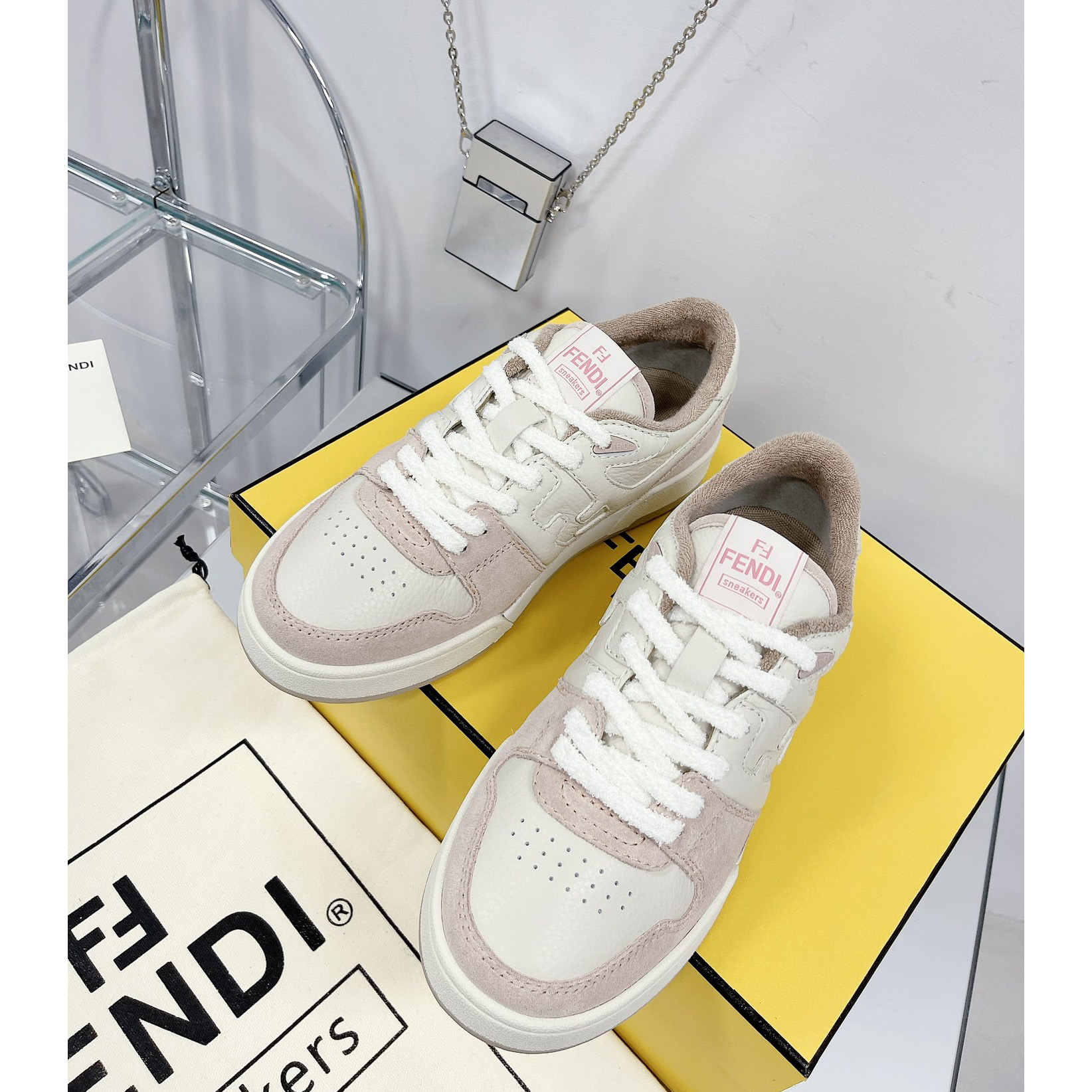 Fendi Match Pink Suede Low Tops Sneaker - EUR FASHION