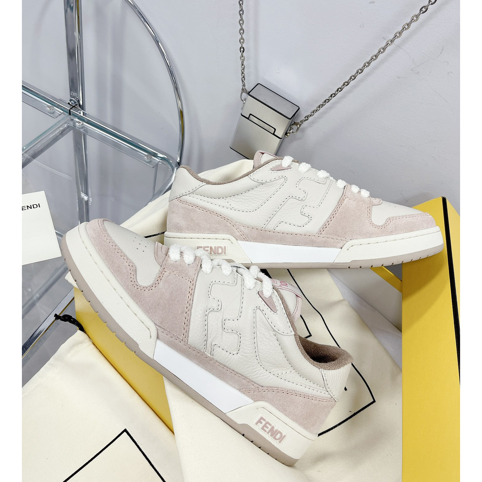 Fendi Match Pink Suede Low Tops Sneaker - EUR FASHION