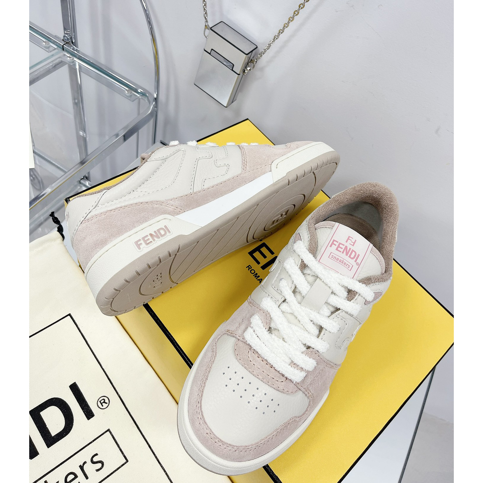 Fendi Match Pink Suede Low Tops Sneaker - EUR FASHION
