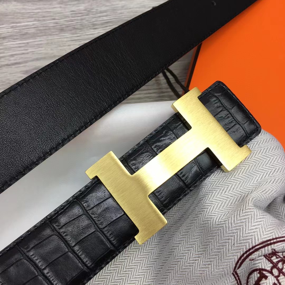 Hermes Black Leather Belt - EUR FASHION