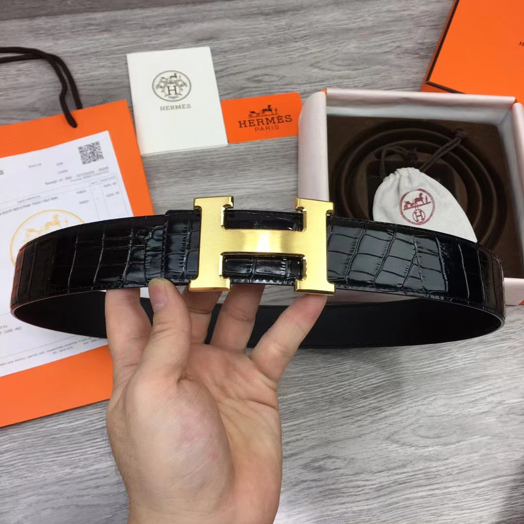 Hermes Black Leather Belt - EUR FASHION