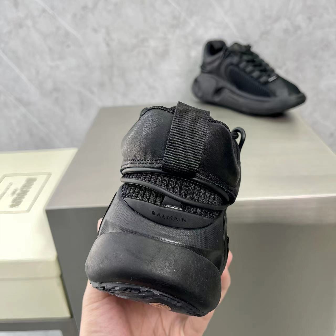 Balmain Bicolor Gummy Leather And Mesh B-Runner Sneakers - EUR FASHION