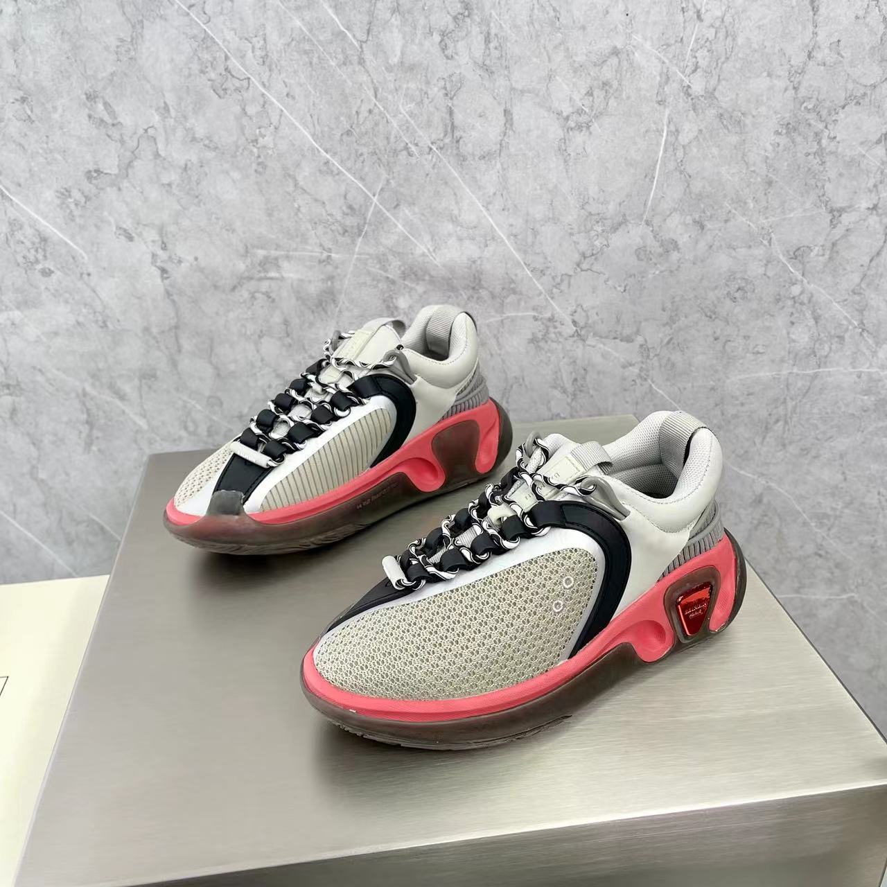Balmain Bicolor Gummy Leather And Mesh B-Runner Sneakers - EUR FASHION