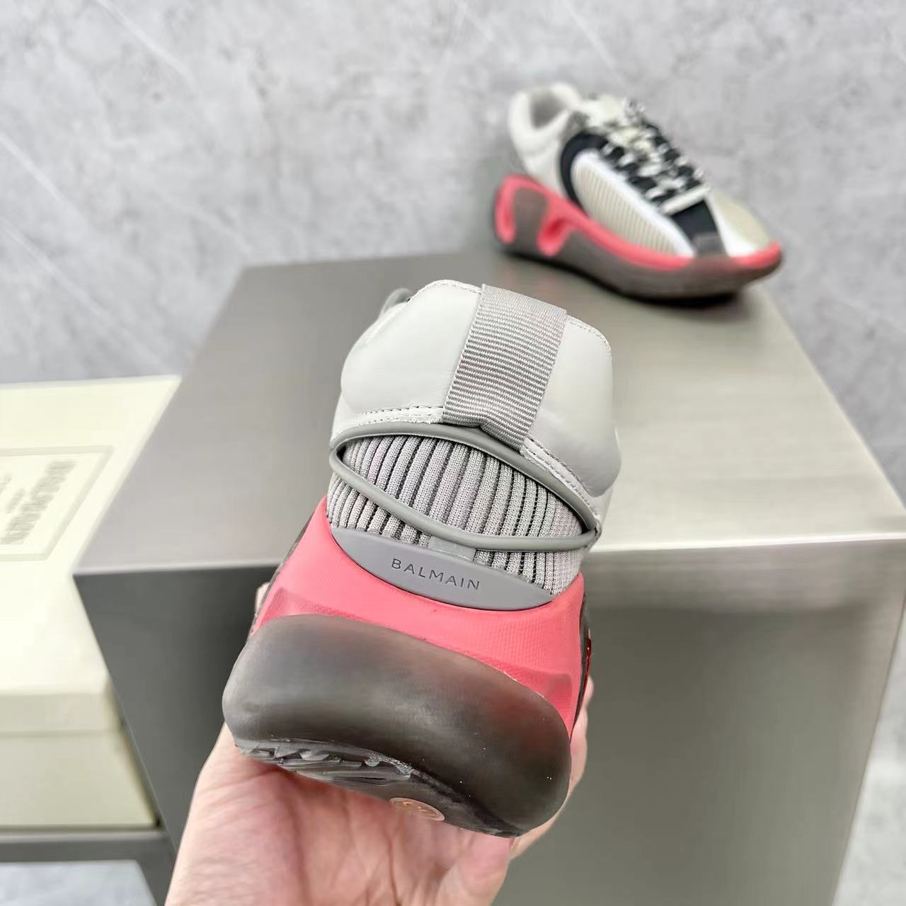 Balmain Bicolor Gummy Leather And Mesh B-Runner Sneakers - EUR FASHION