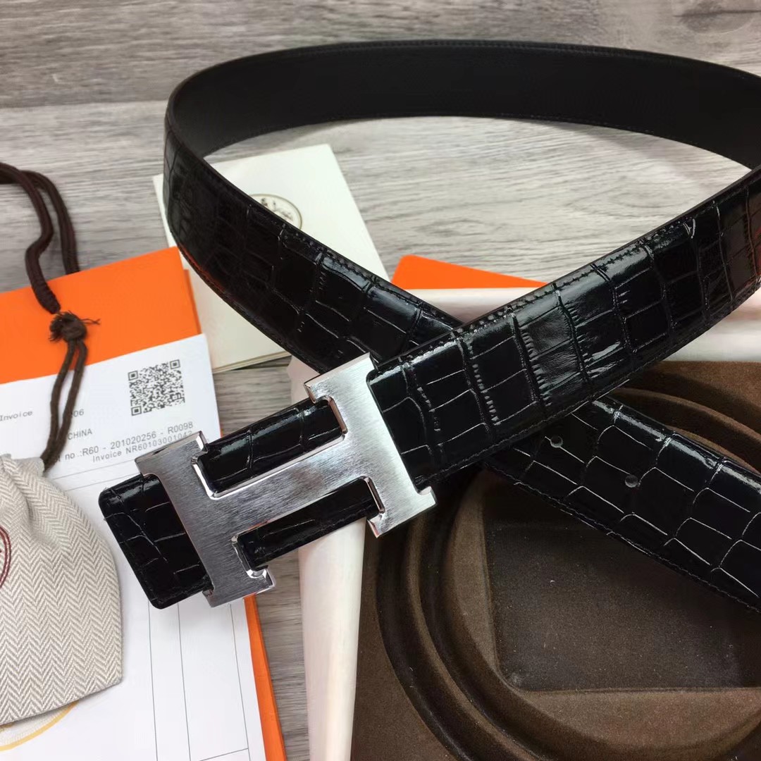 Hermes Black Leather Belt - EUR FASHION