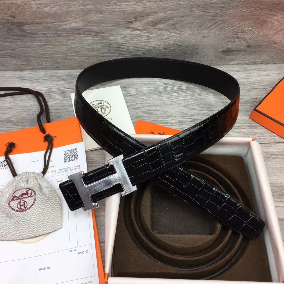 Hermes Black Leather Belt - EUR FASHION