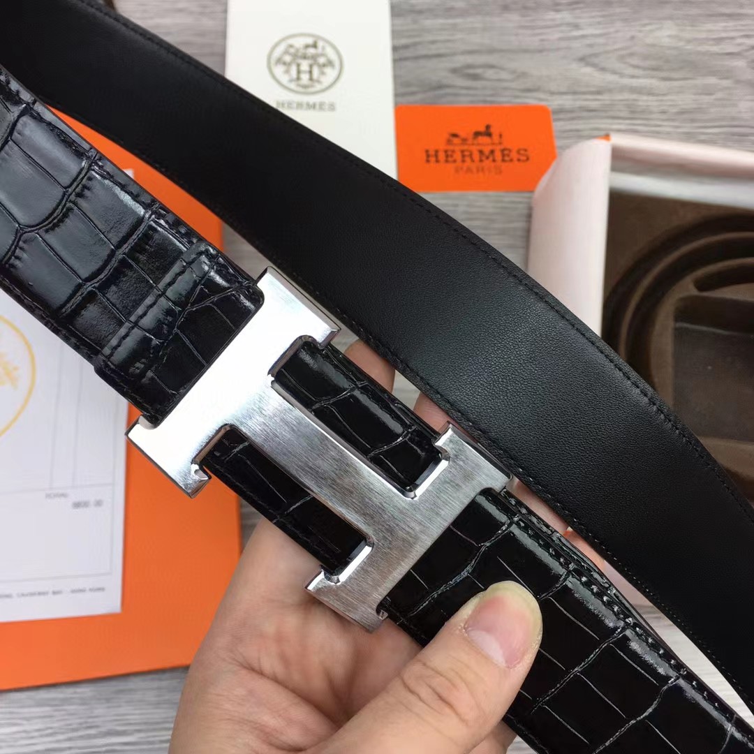 Hermes Black Leather Belt - EUR FASHION
