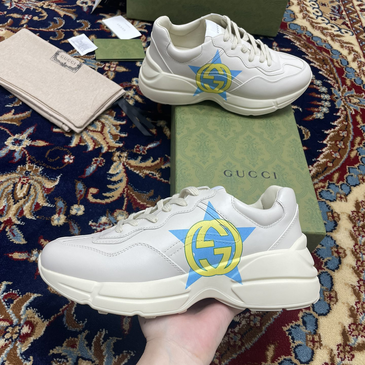 Gucci Men's Rhyton Star Print Sneakers - EUR FASHION