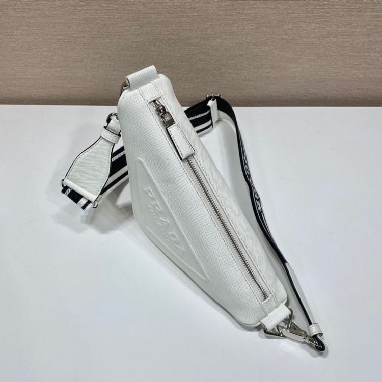 Prada Saffiano Prada Triangle Bag In White(28-18-11cm) - EUR FASHION