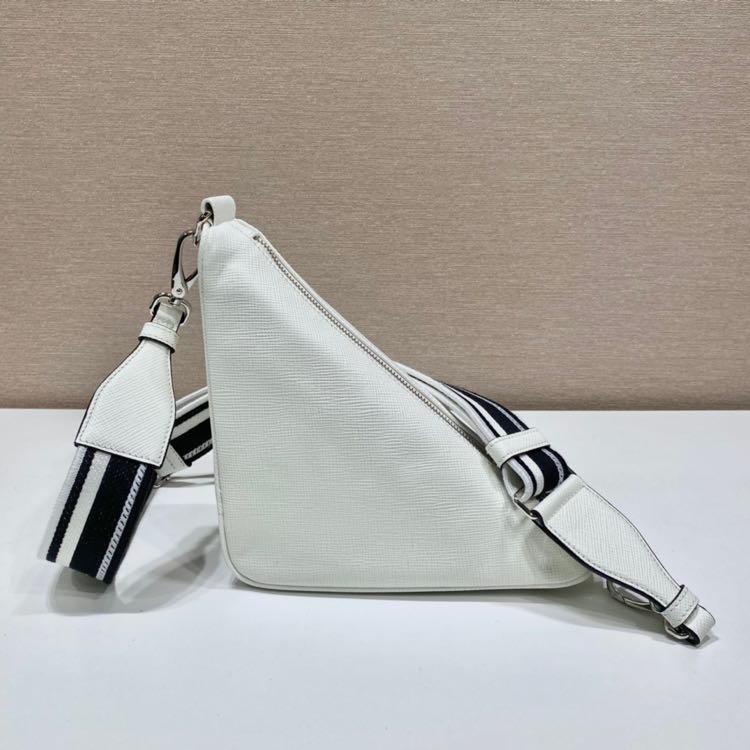 Prada Saffiano Prada Triangle Bag In White(28-18-11cm) - EUR FASHION