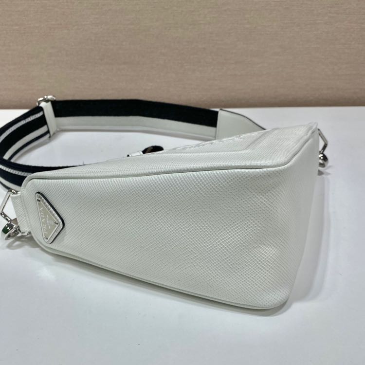 Prada Saffiano Prada Triangle Bag In White(28-18-11cm) - EUR FASHION