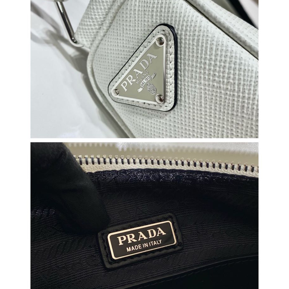 Prada Saffiano Prada Triangle Bag In White(28-18-11cm) - EUR FASHION