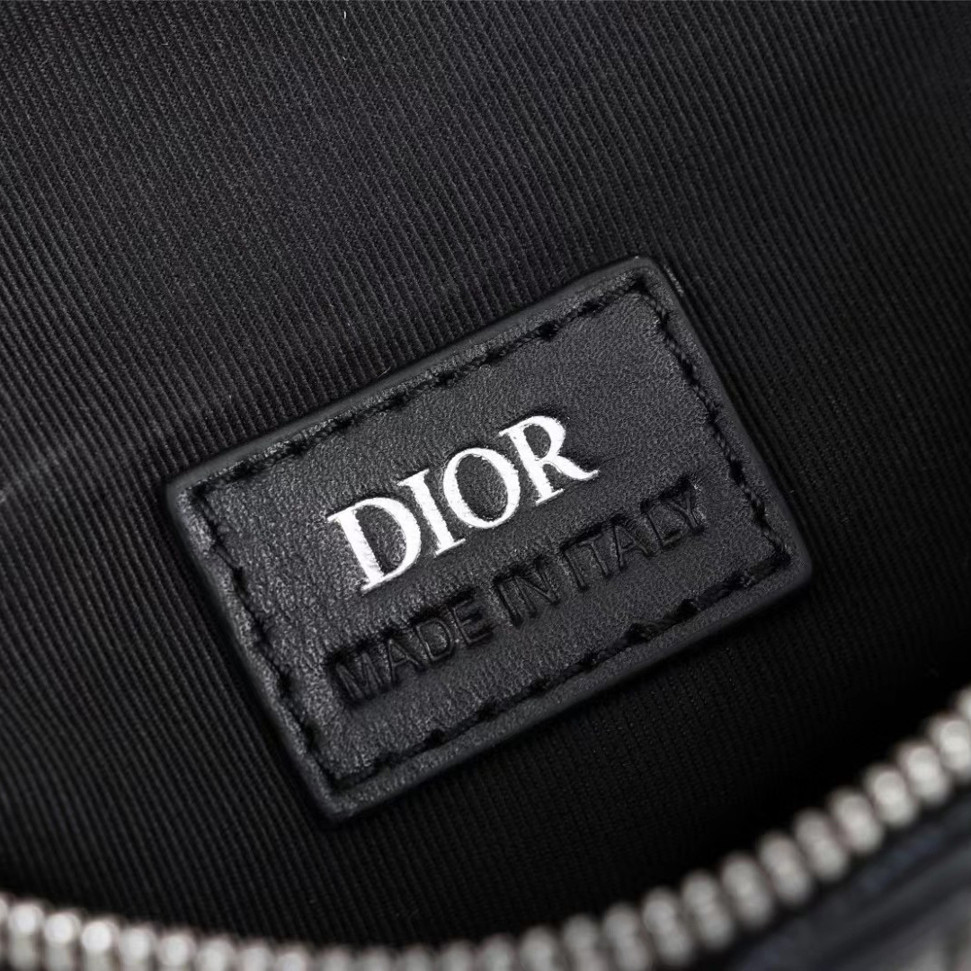 Dior Black CD Diamond Canvas And Smooth Calfskin Saddle Bag(26-19-4.5cm) - EUR FASHION