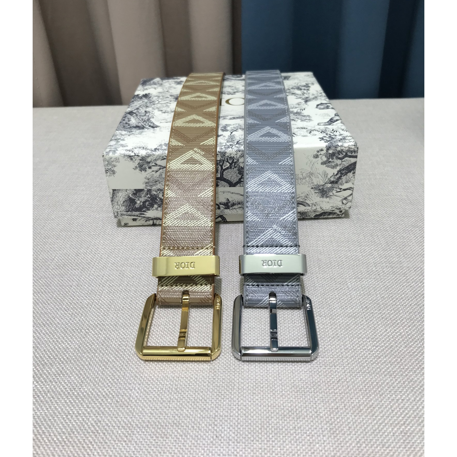 Dior CD Diamond Print  35mm Belt  - EUR FASHION