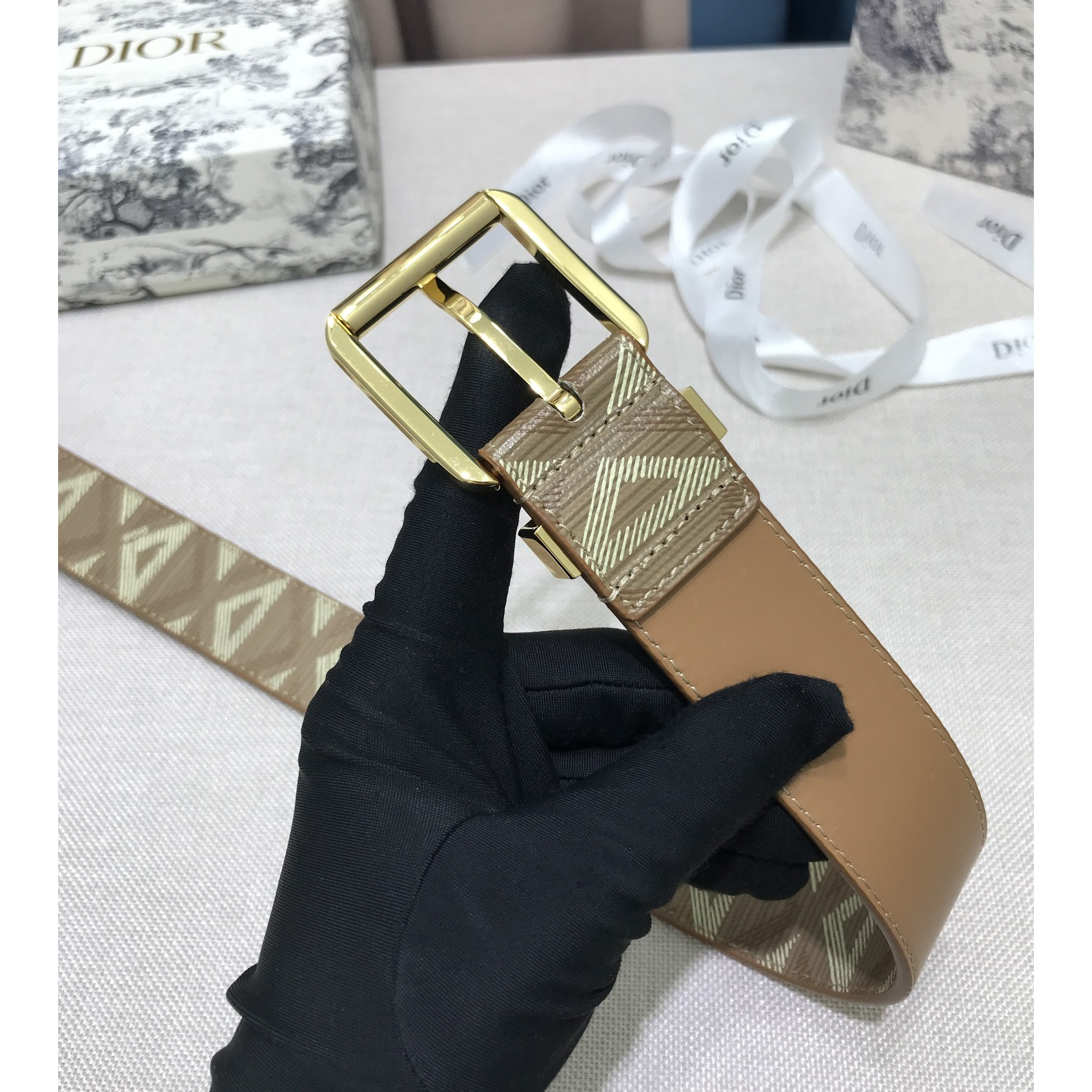 Dior CD Diamond Print  35mm Belt  - EUR FASHION