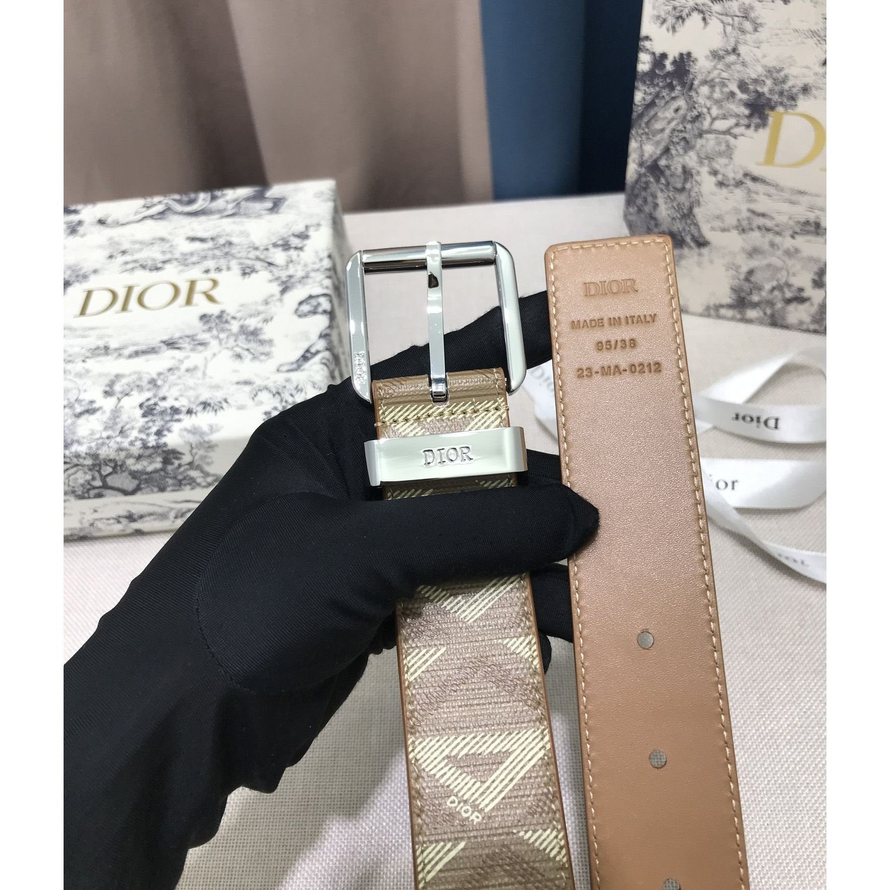 Dior CD Diamond Print  40mm Belt  - EUR FASHION