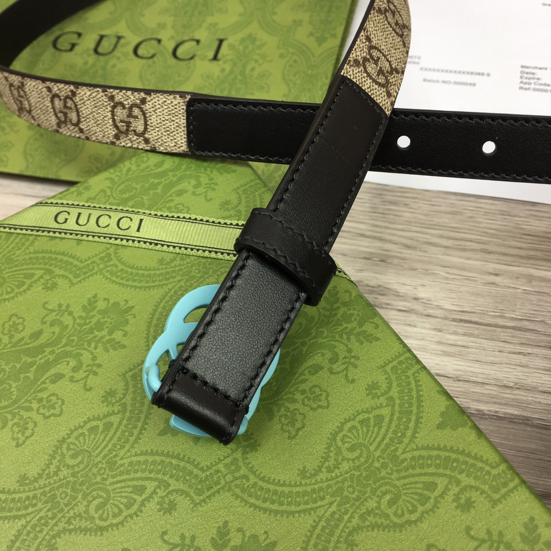 Gucci  Leather Belt With Double G Buckle  (2cm) - EUR FASHION