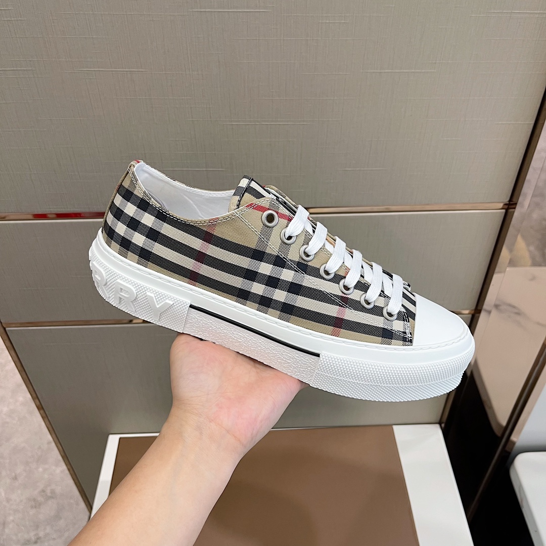 Burberry Check Cotton Sneakers - EUR FASHION