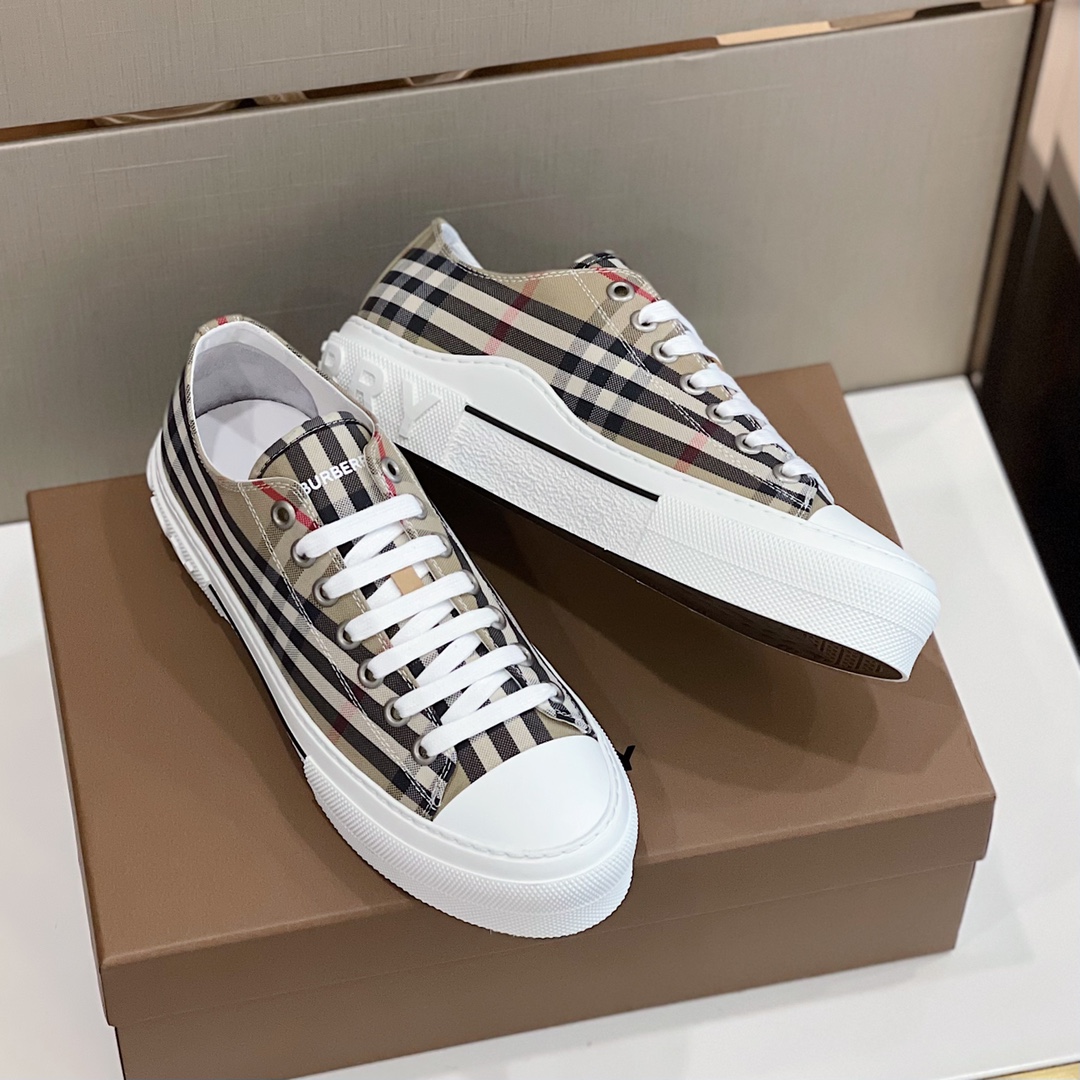 Burberry Check Cotton Sneakers - EUR FASHION
