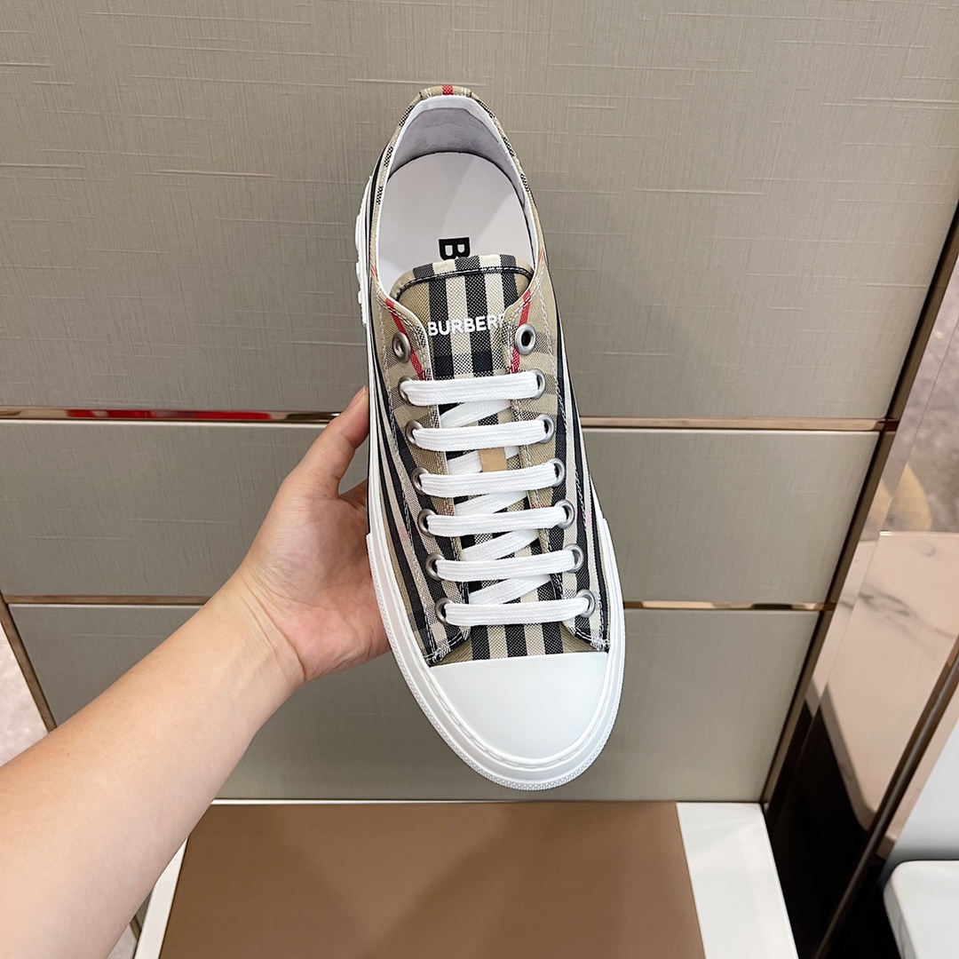 Burberry Check Cotton Sneakers - EUR FASHION