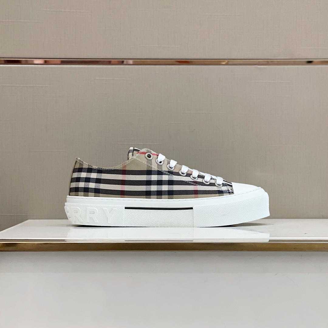 Burberry Check Cotton Sneakers - EUR FASHION