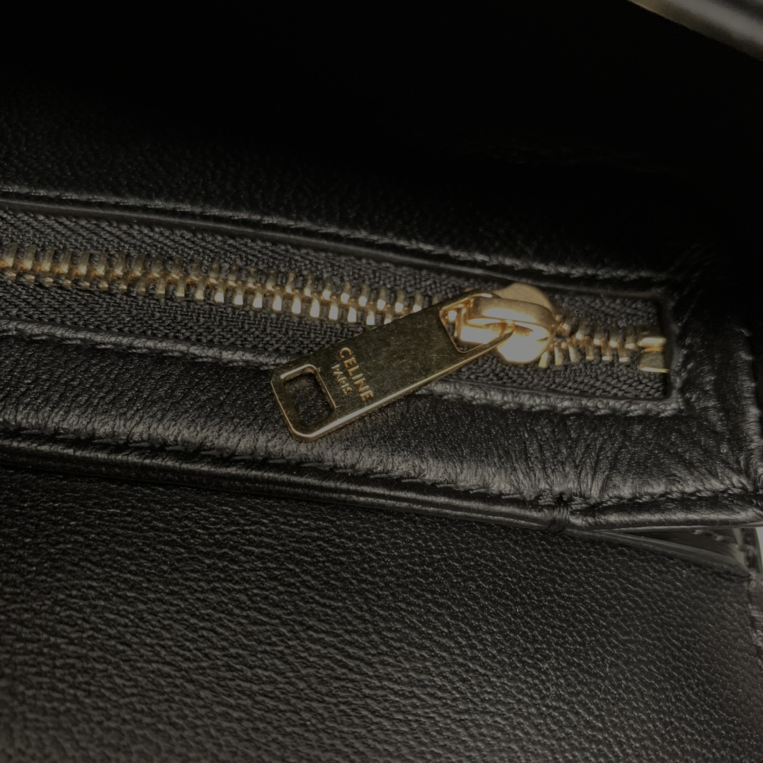 Celine Teen Bag Cuir Triomphe In Shiny Calfskin Black(18.5-14-8cm) - EUR FASHION