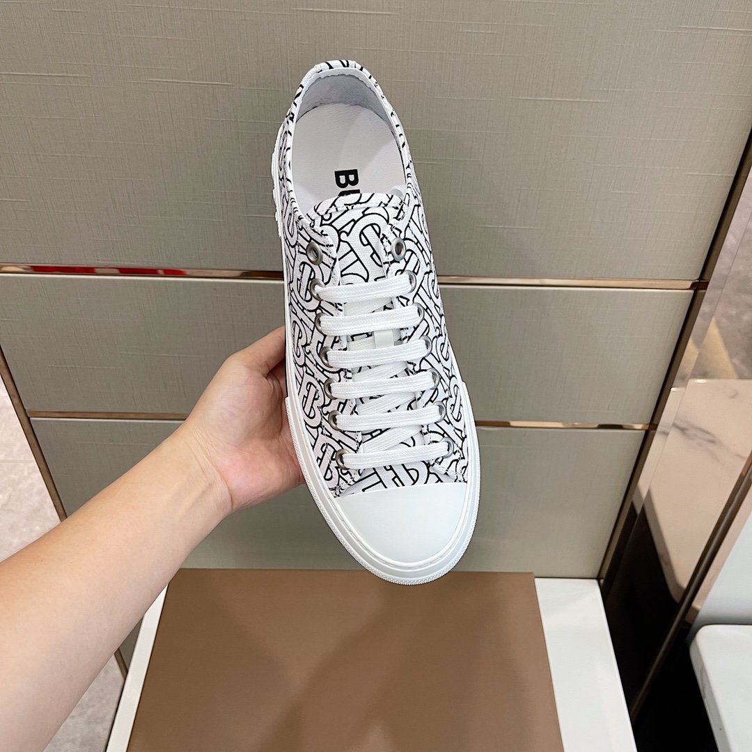 Burberry Monogram Print Cotton Sneakers - EUR FASHION