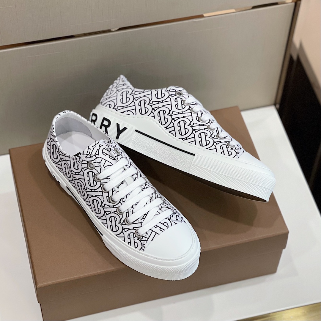 Burberry Monogram Print Cotton Sneakers - EUR FASHION