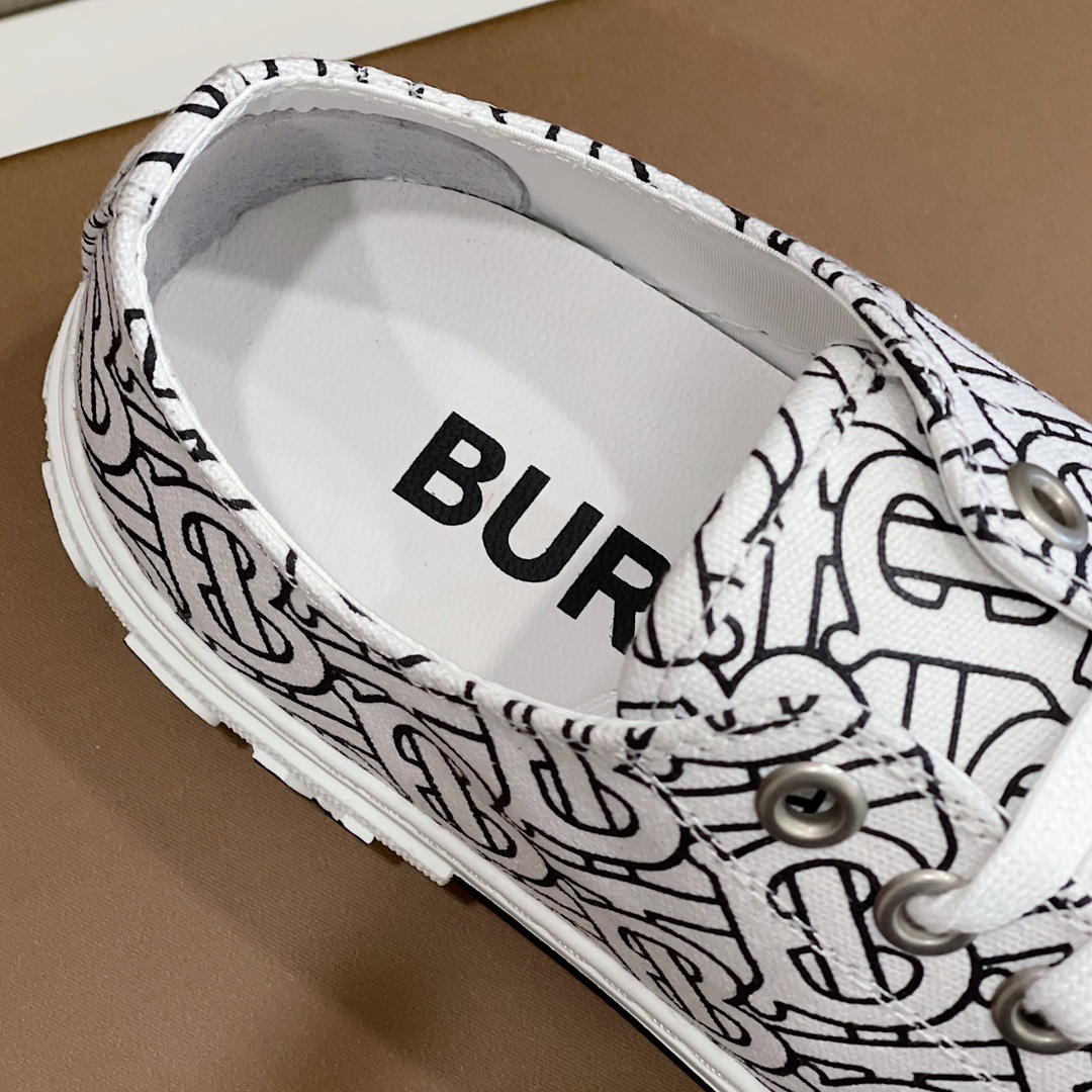 Burberry Monogram Print Cotton Sneakers - EUR FASHION