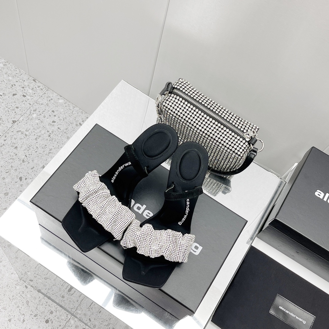 Alexander Wang  Julie Crystal Scrunchie Sandal In Crystal - EUR FASHION
