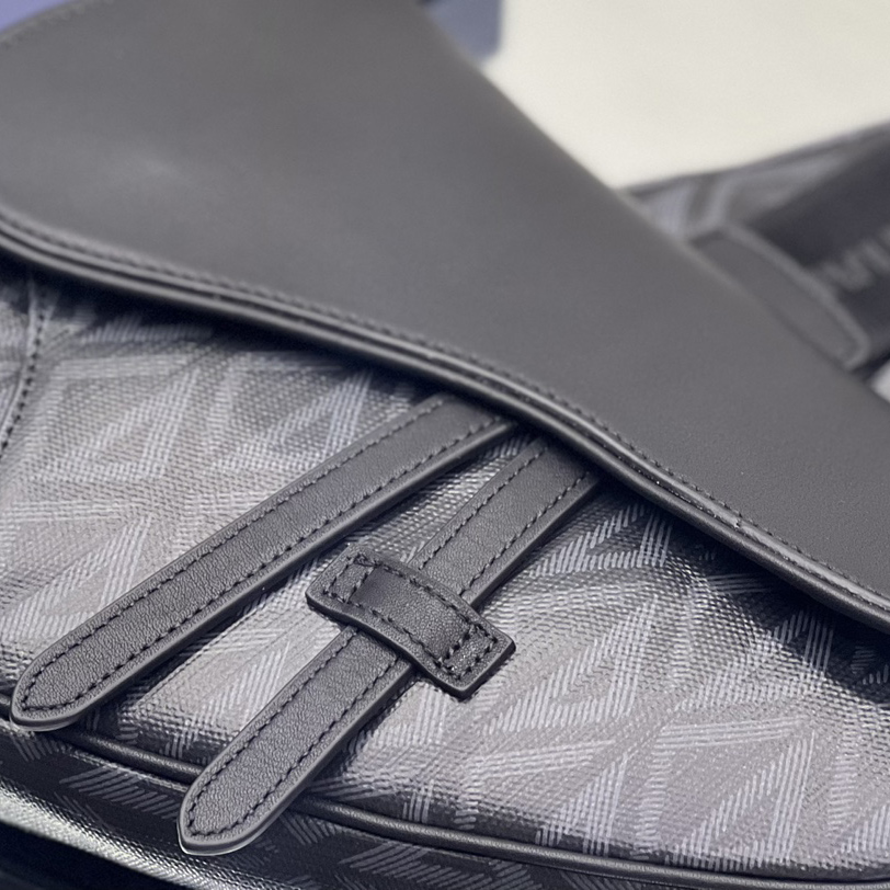 Dior Black CD Diamond Canvas And Smooth Calfskin Saddle Bag(26-19-4.5cm) 1ADPO093 - EUR FASHION