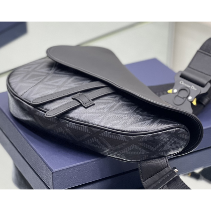 Dior Black CD Diamond Canvas And Smooth Calfskin Saddle Bag(26-19-4.5cm) 1ADPO093 - EUR FASHION