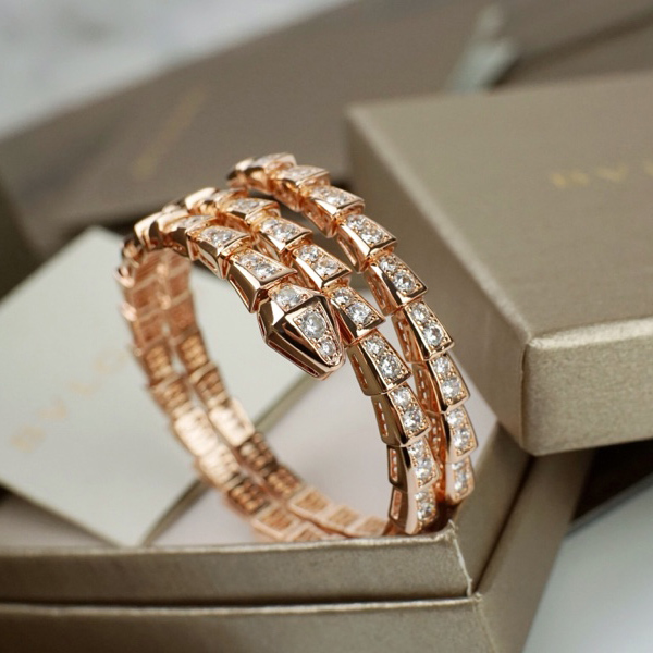 Bvlgari Serpenti Viper Two-Coil 18 Kt Rose Gold Bracelet - EUR FASHION