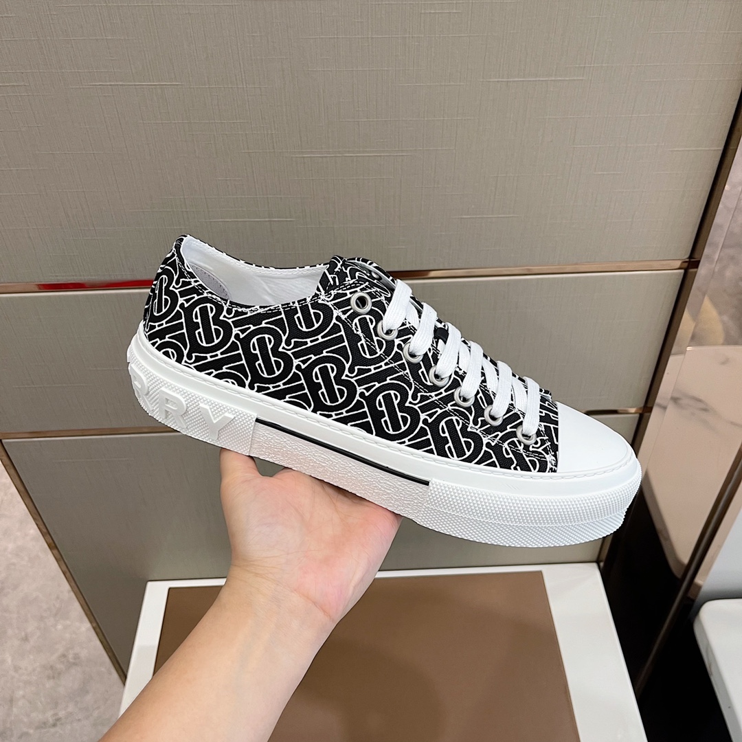Burberry Monogram Print Cotton Sneakers - EUR FASHION