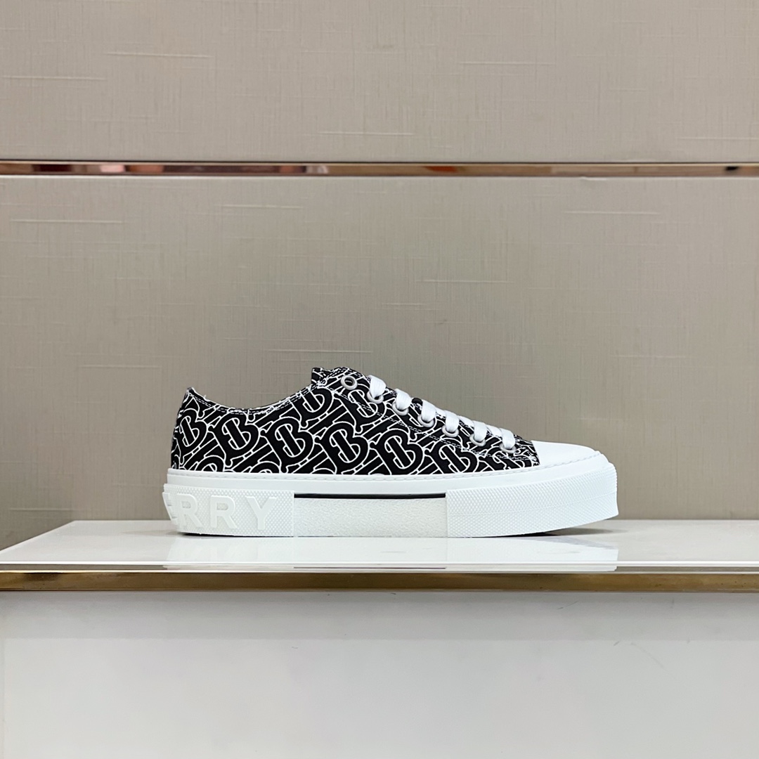 Burberry Monogram Print Cotton Sneakers - EUR FASHION