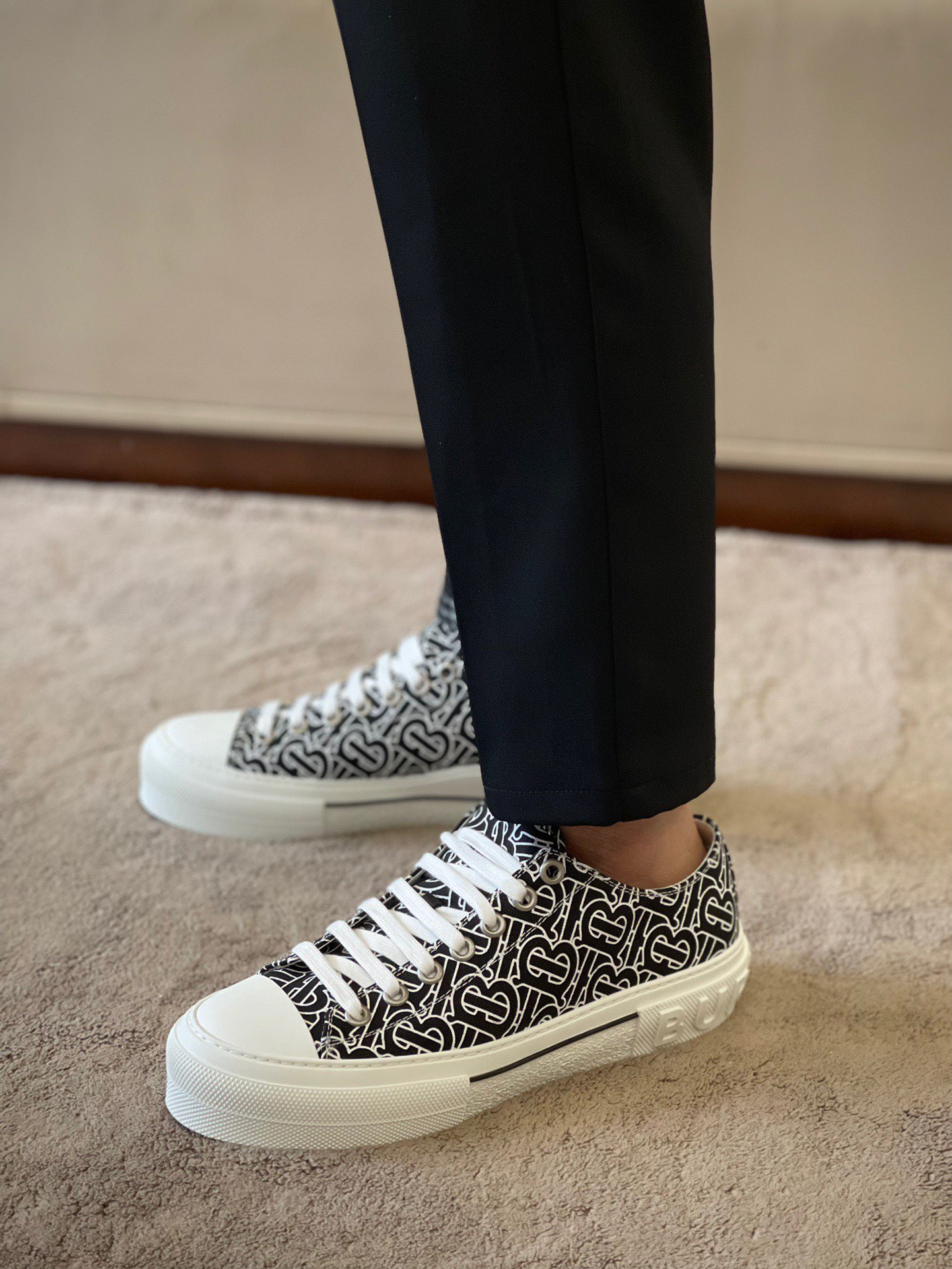 Burberry Monogram Print Cotton Sneakers - EUR FASHION