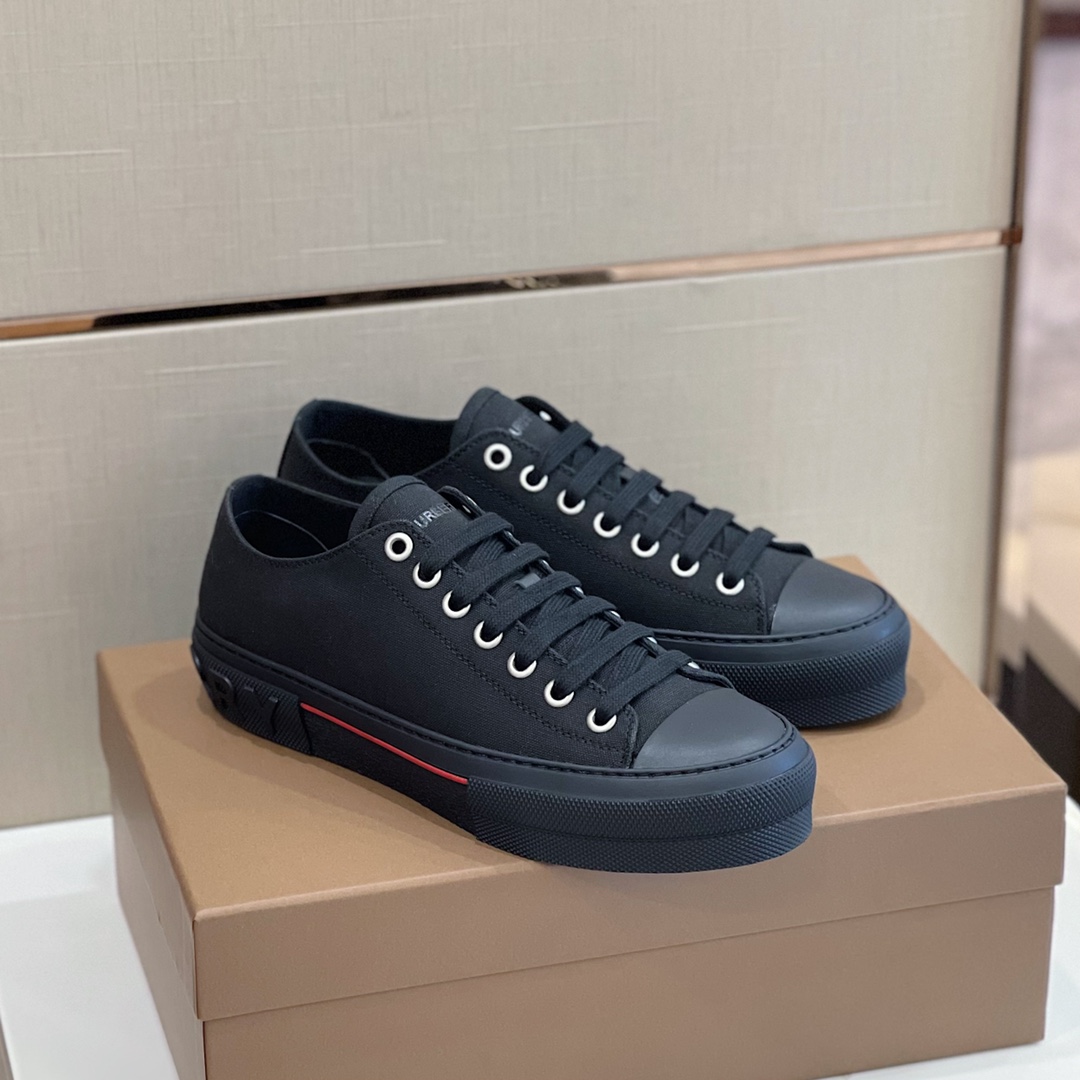 Burberry Logo Detail Cotton Sneakers - EUR FASHION